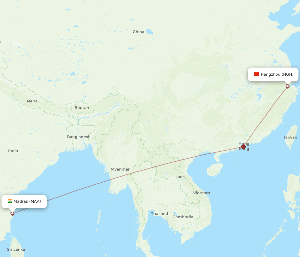 HGH-MAA flight routes