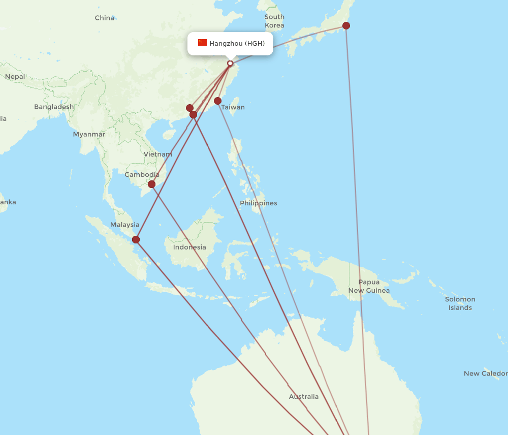 HGH-MEL flight routes