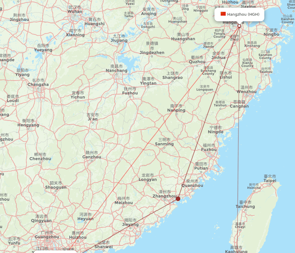 HGH to MFM flights and routes map