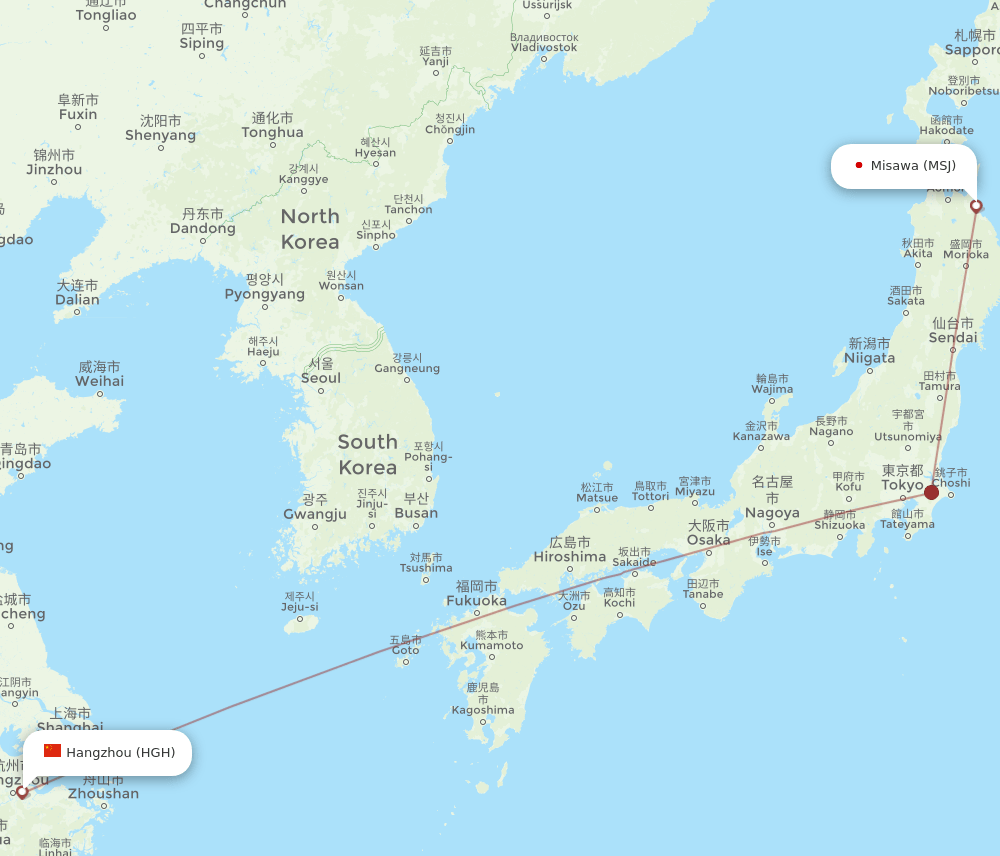 HGH-MSJ flight routes