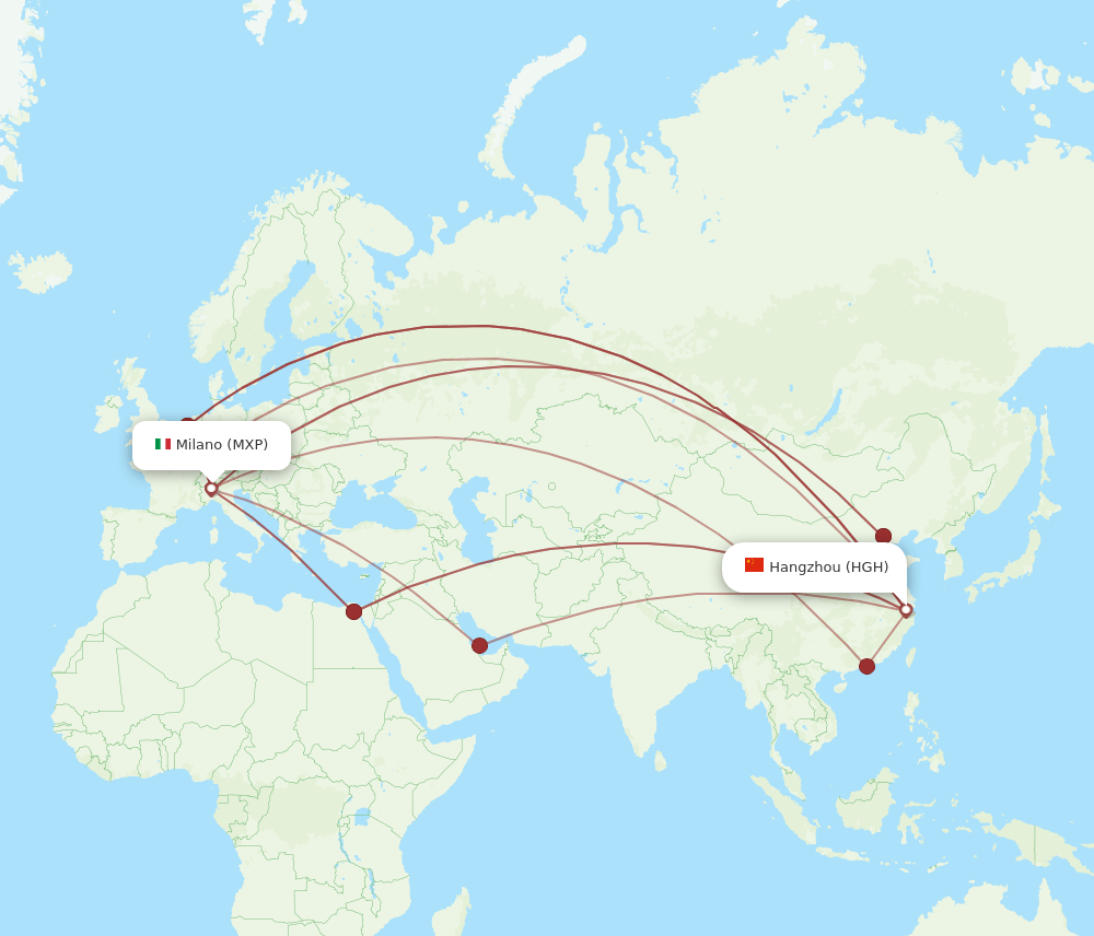 HGH to MXP flights and routes map