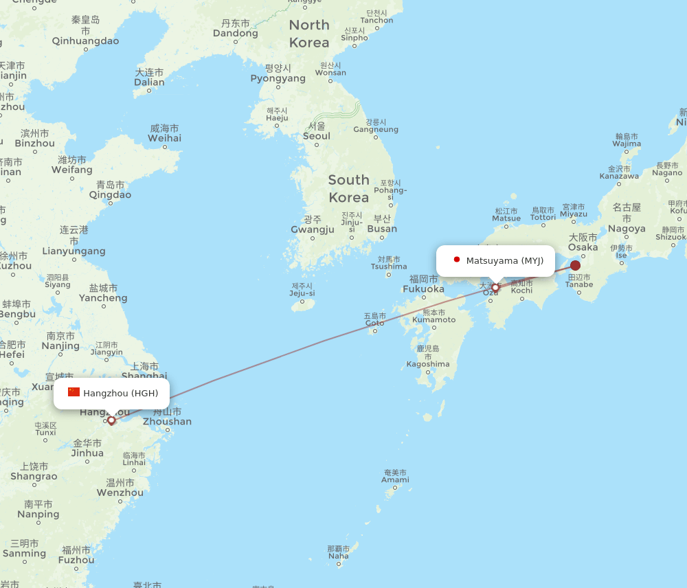 HGH-MYJ flight routes