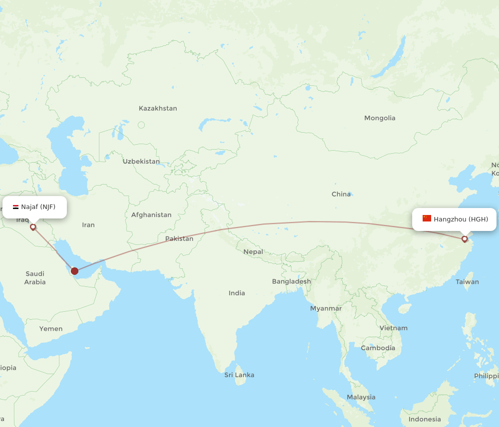 HGH-NJF flight routes