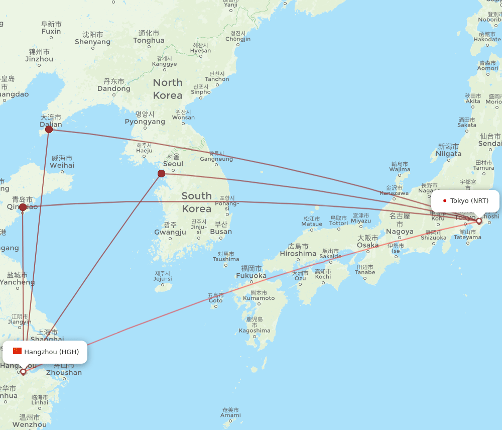 HGH-NRT flight routes