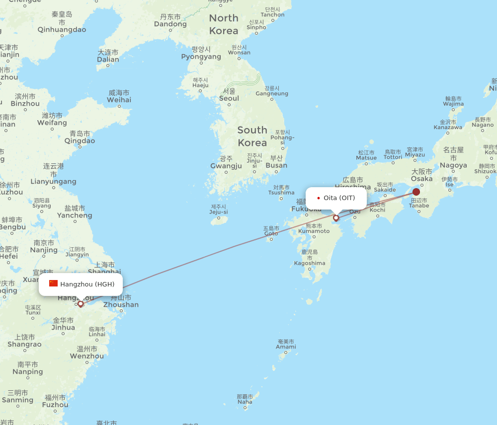 HGH-OIT flight routes