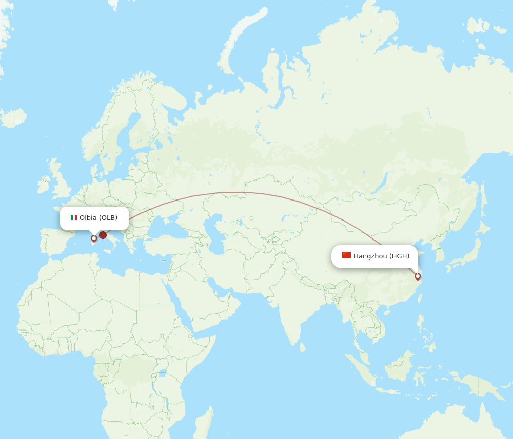 HGH to OLB flights and routes map