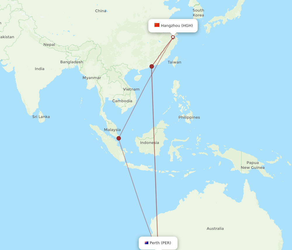 HGH-PER flight routes