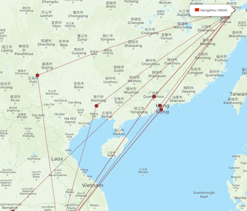 HGH to PNH flights and routes map