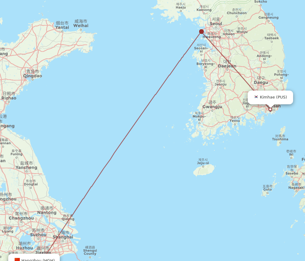 HGH-PUS flight routes