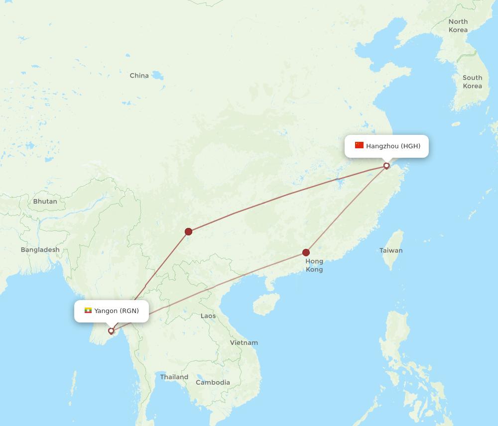 HGH-RGN flight routes