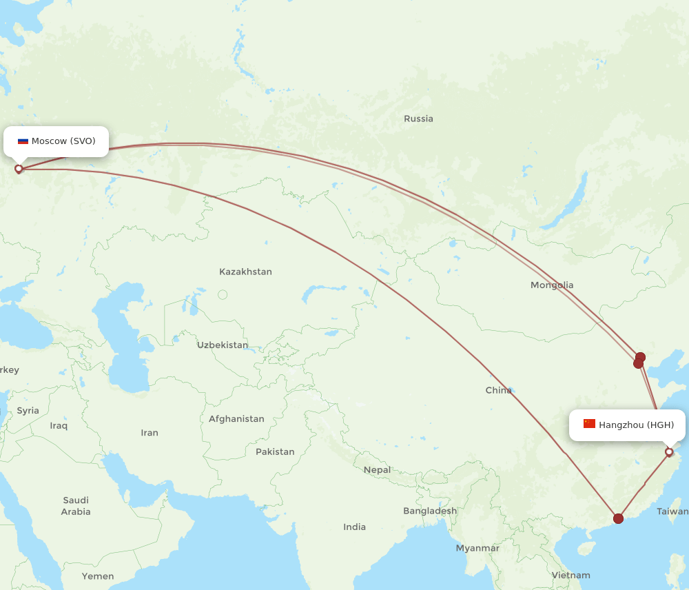HGH-SVO flight routes