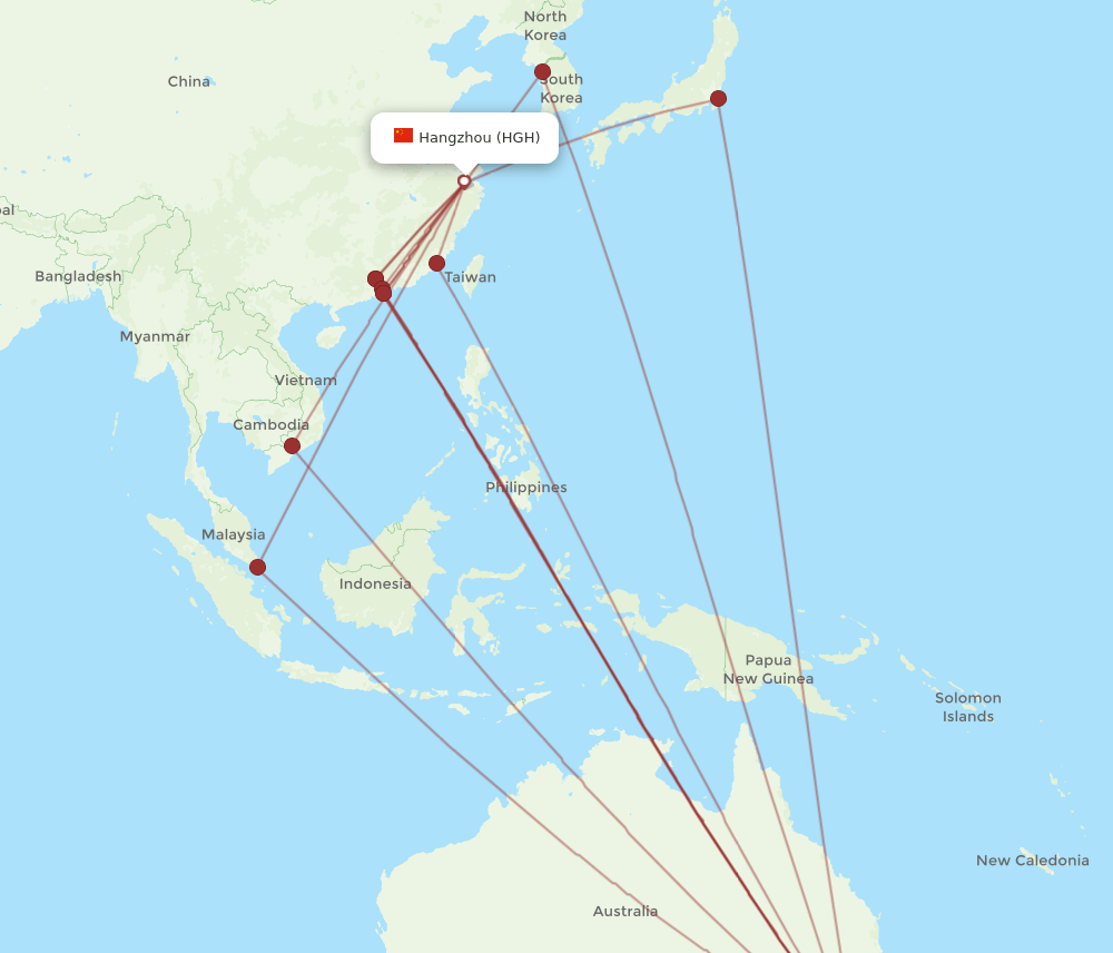 HGH-SYD flight routes