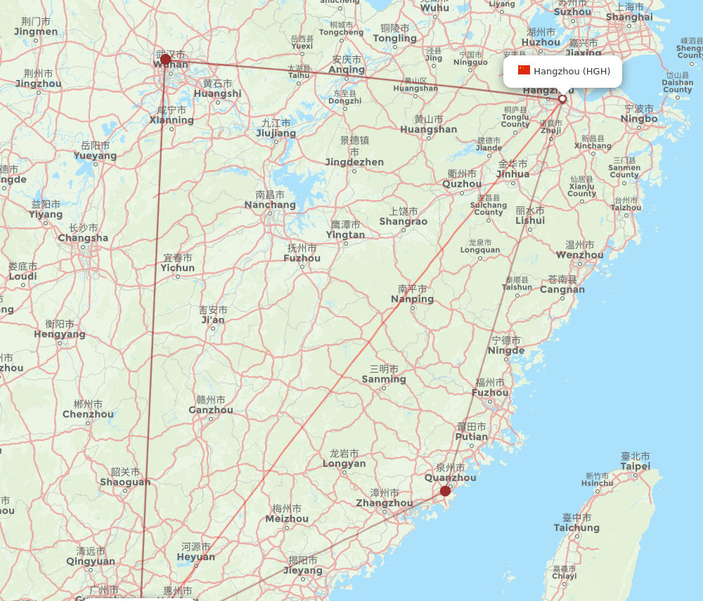 HGH to SZX flights and routes map