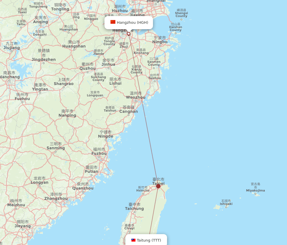 HGH-TTT flight routes