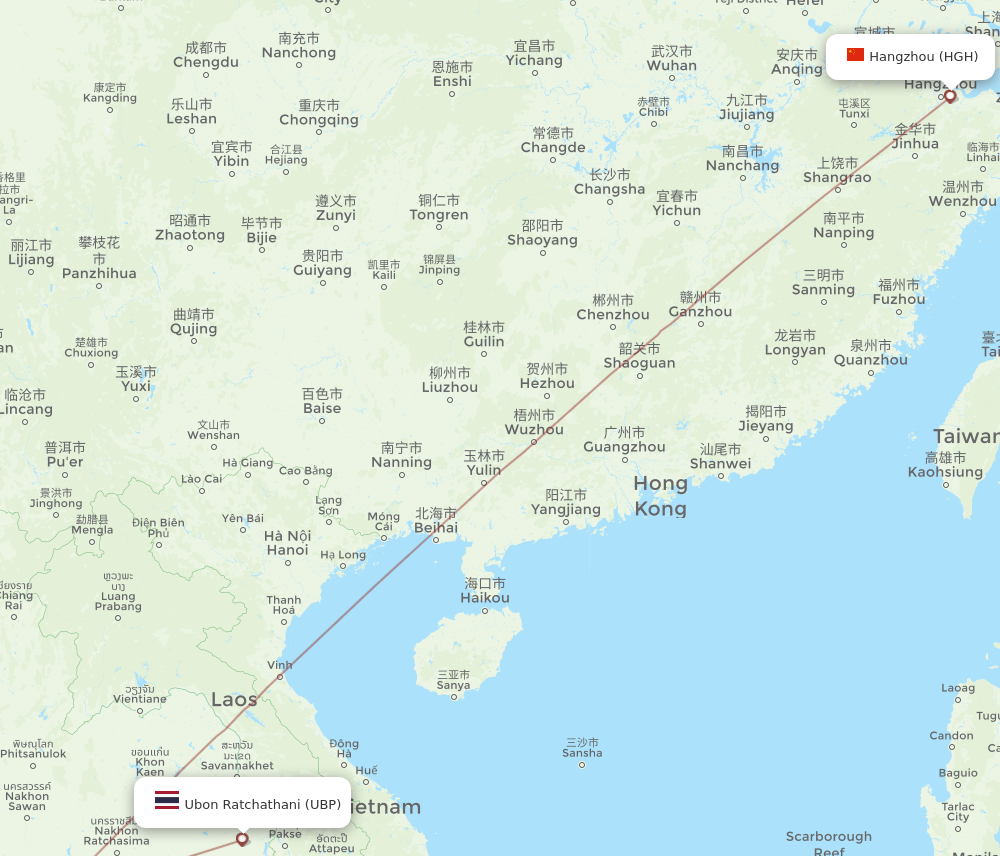 HGH-UBP flight routes