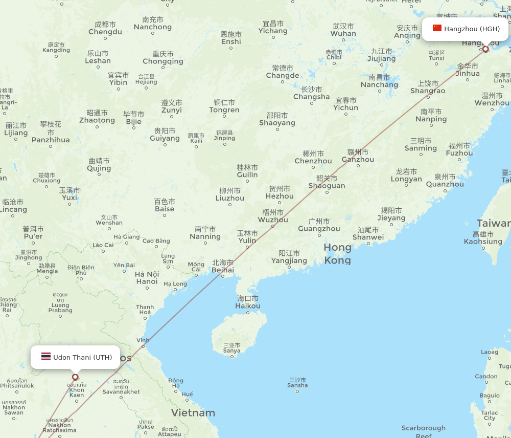 HGH-UTH flight routes