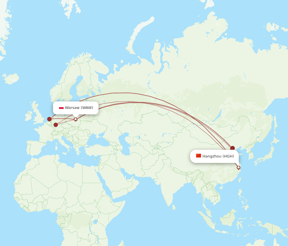 HGH-WAW flight routes