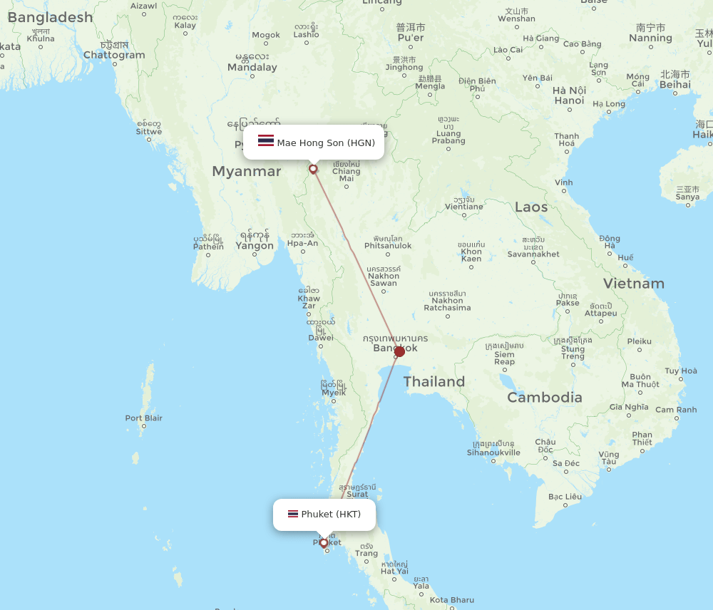 HGN-HKT flight routes