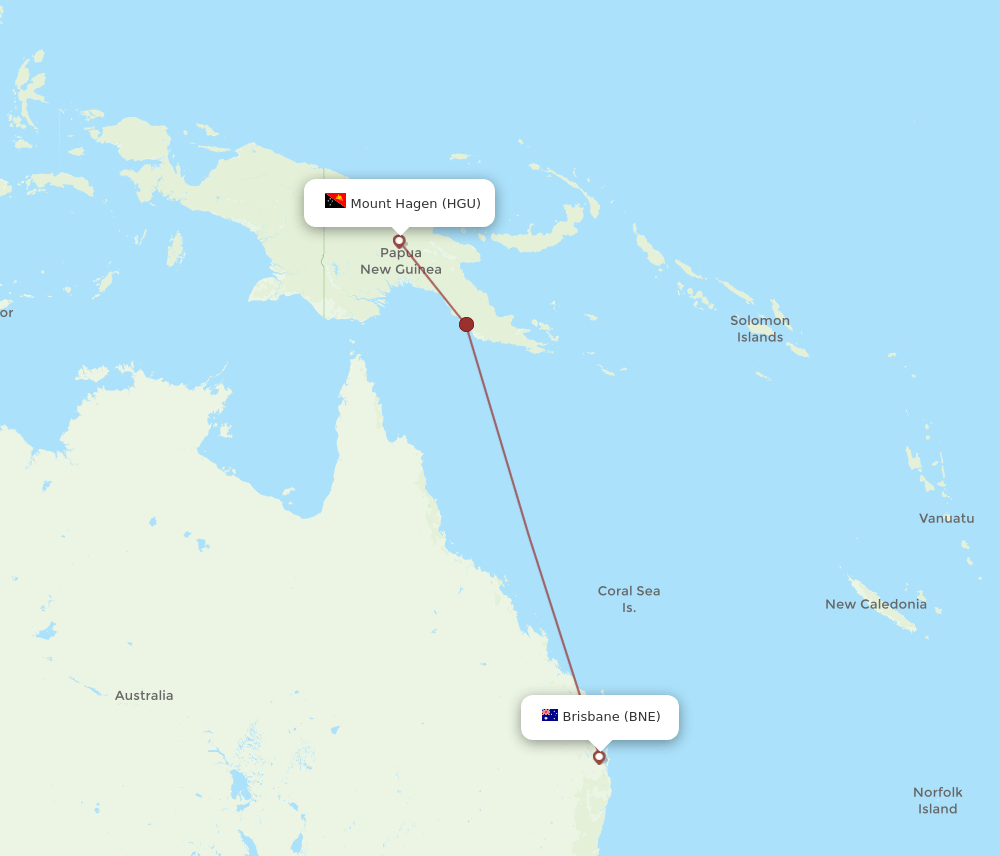 HGU-BNE flight routes