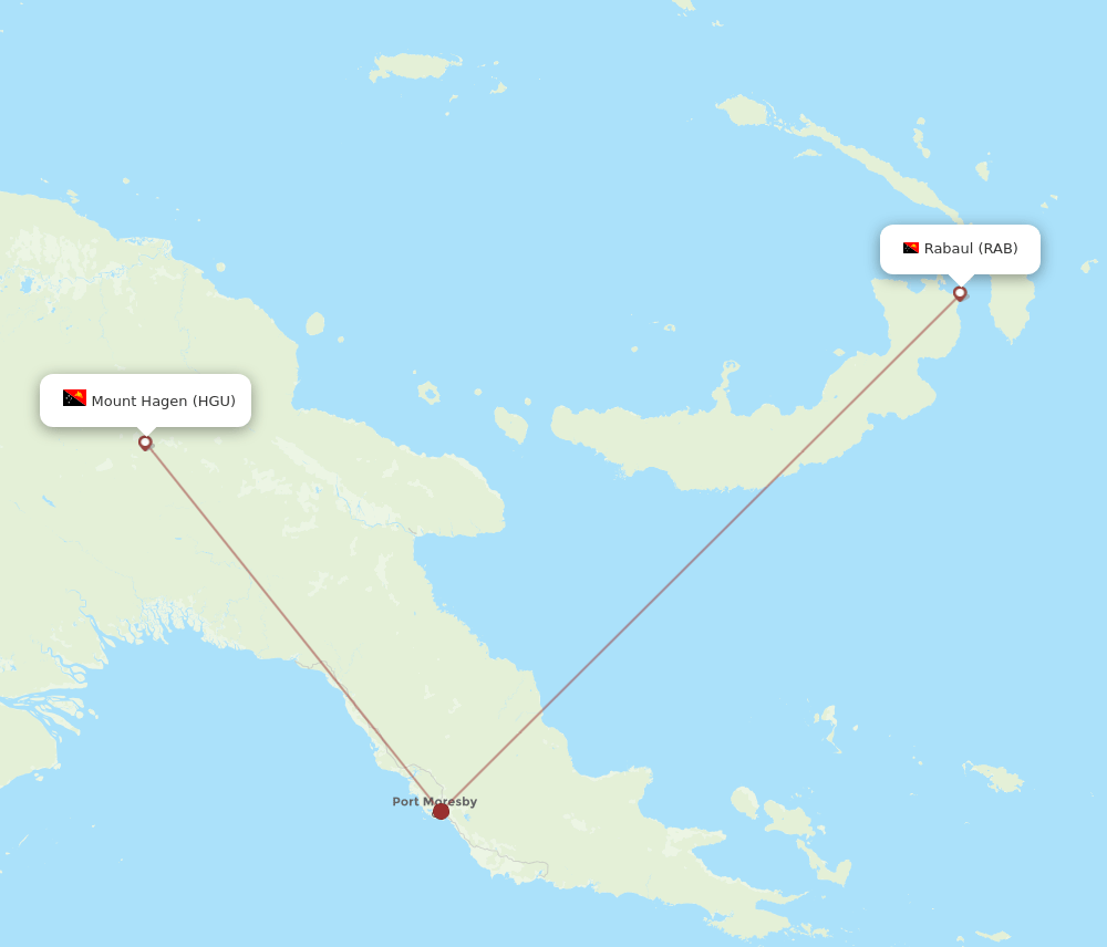 HGU to RAB flights and routes map