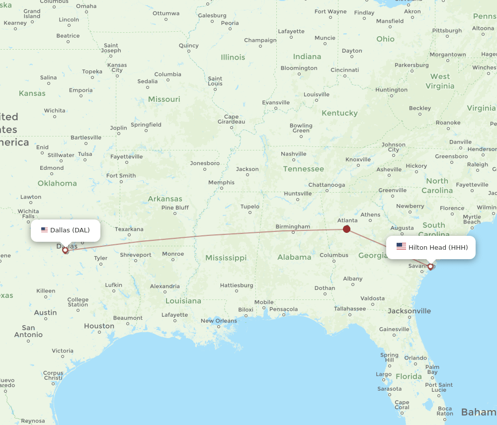 HHH-DAL flight routes