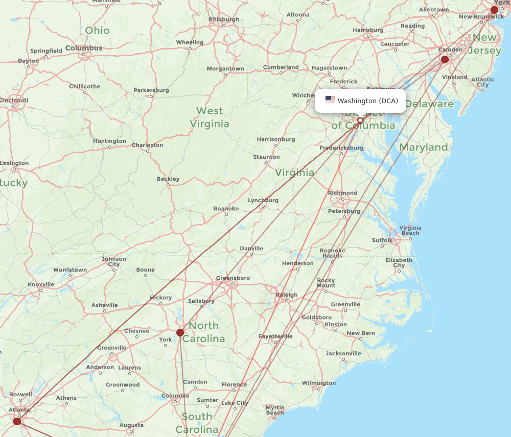 HHH to DCA flights and routes map