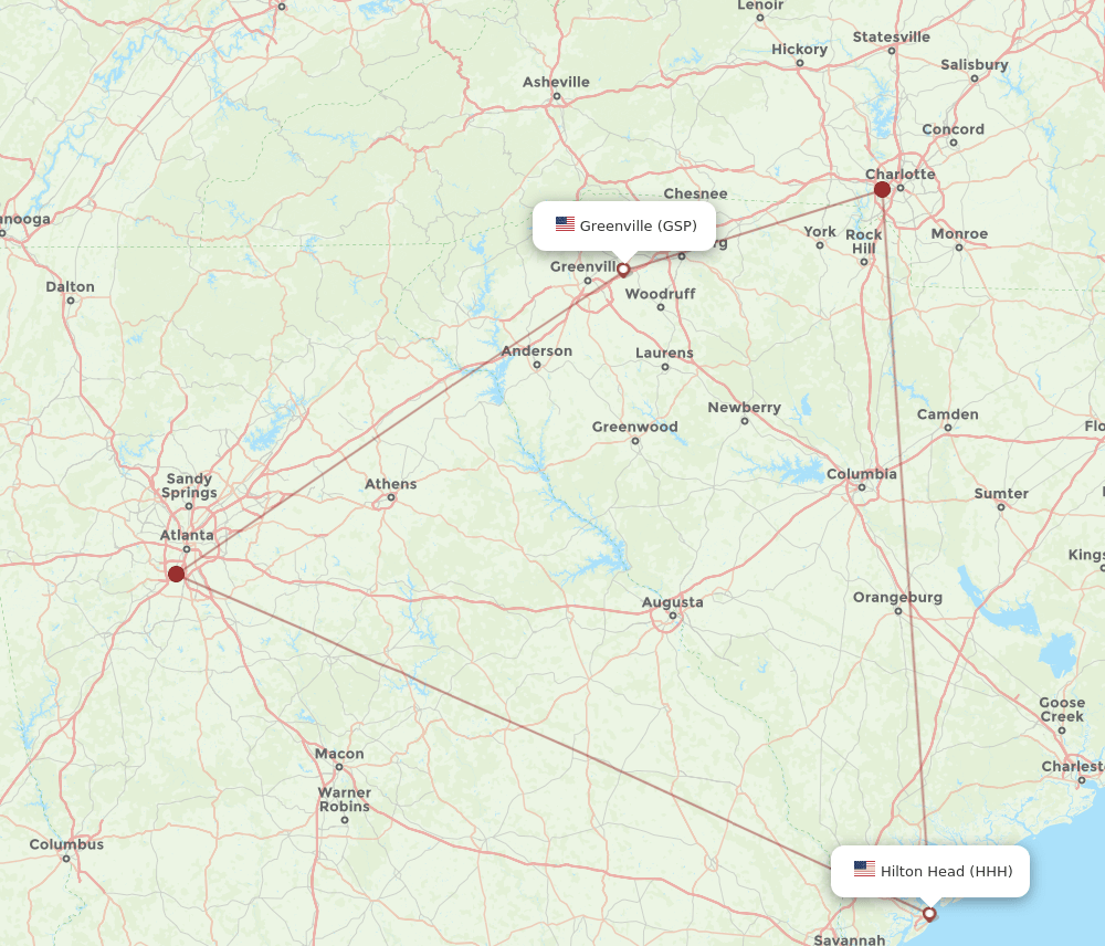 HHH-GSP flight routes