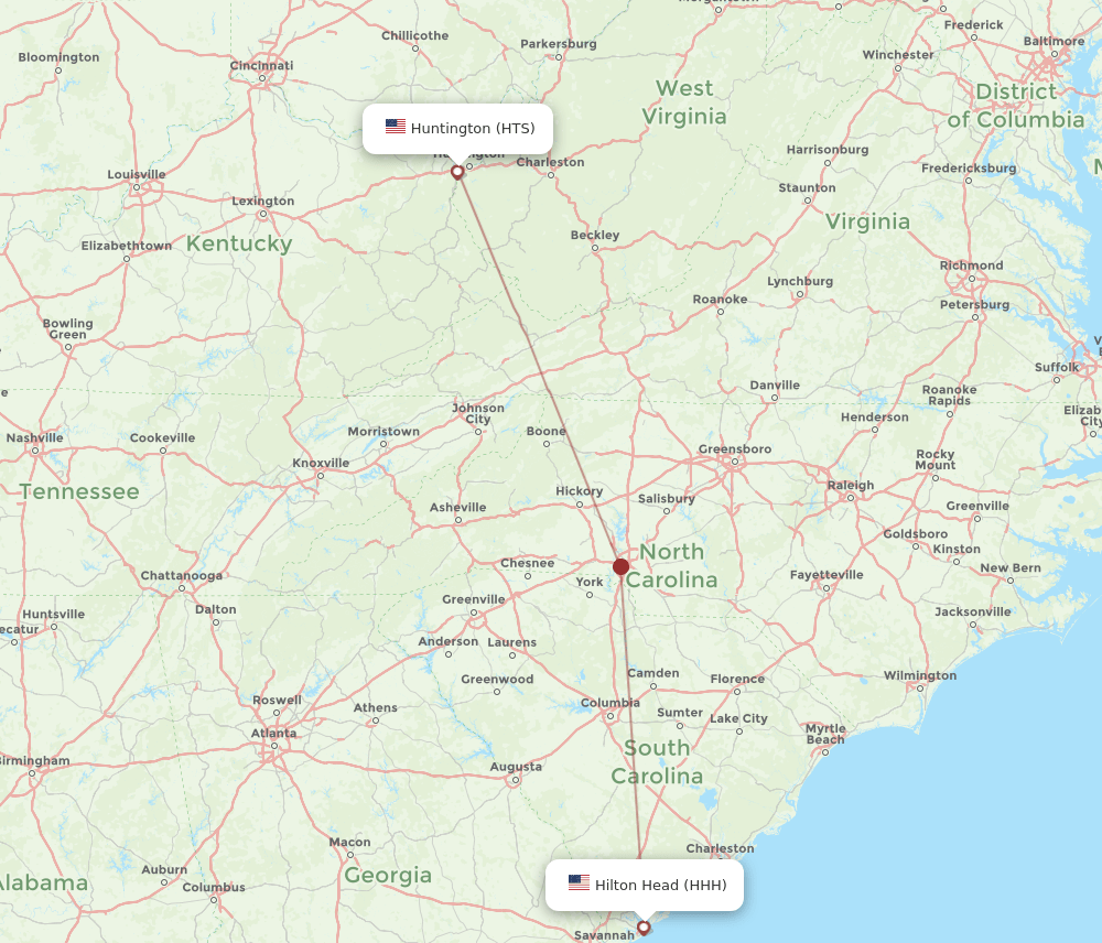 HHH to HTS flights and routes map