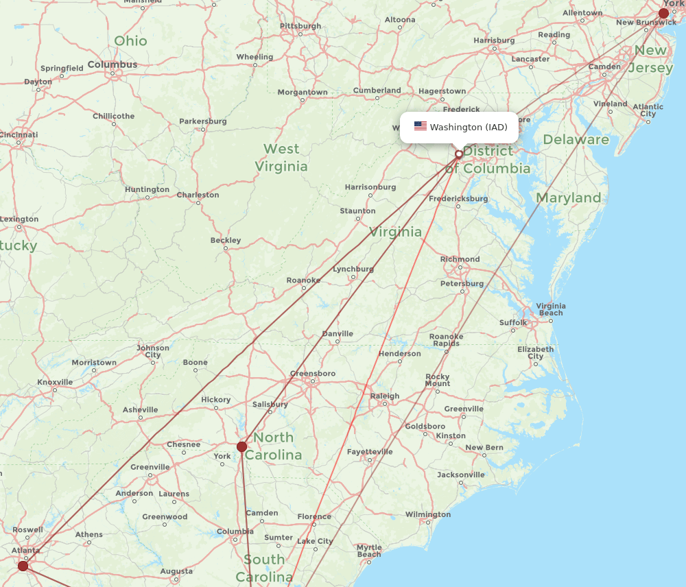 HHH-IAD flight routes