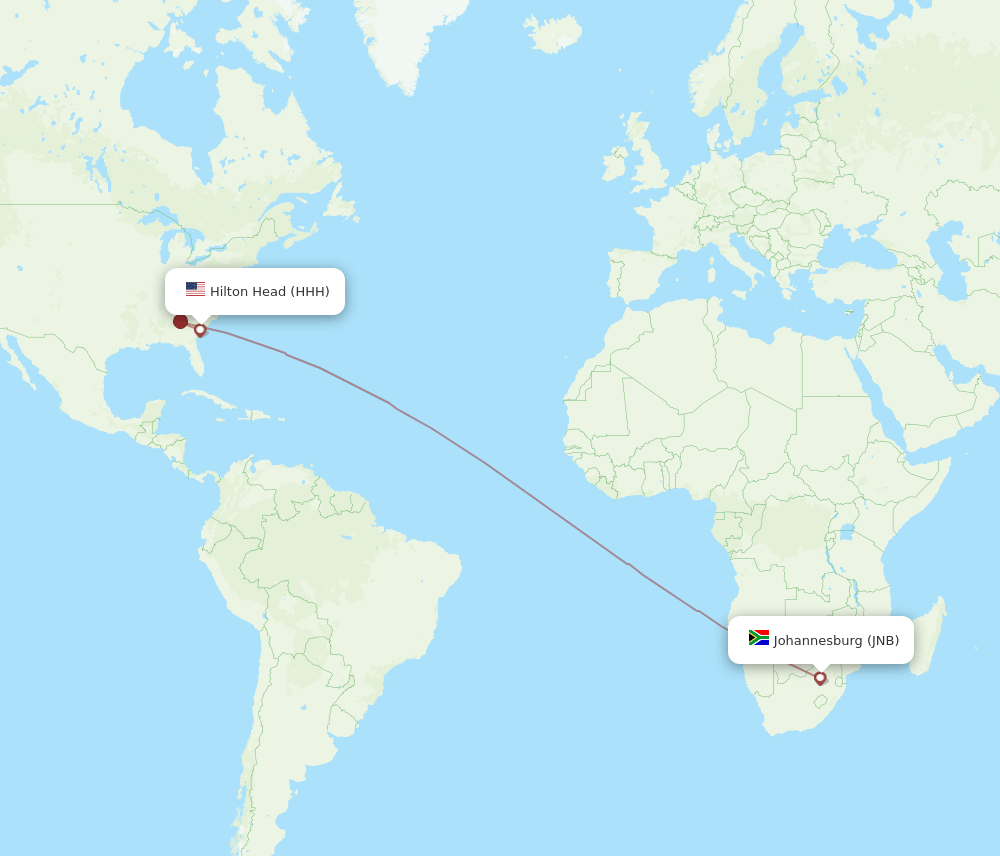 HHH-JNB flight routes