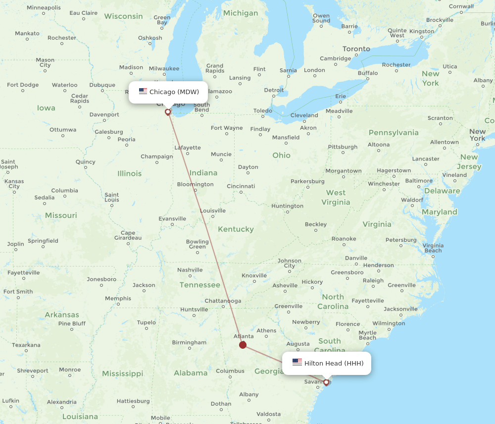 HHH-MDW flight routes