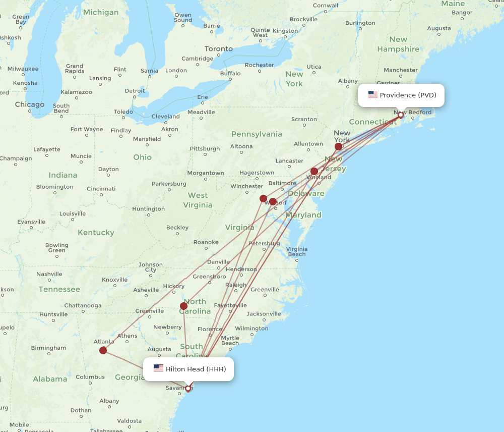 HHH-PVD flight routes