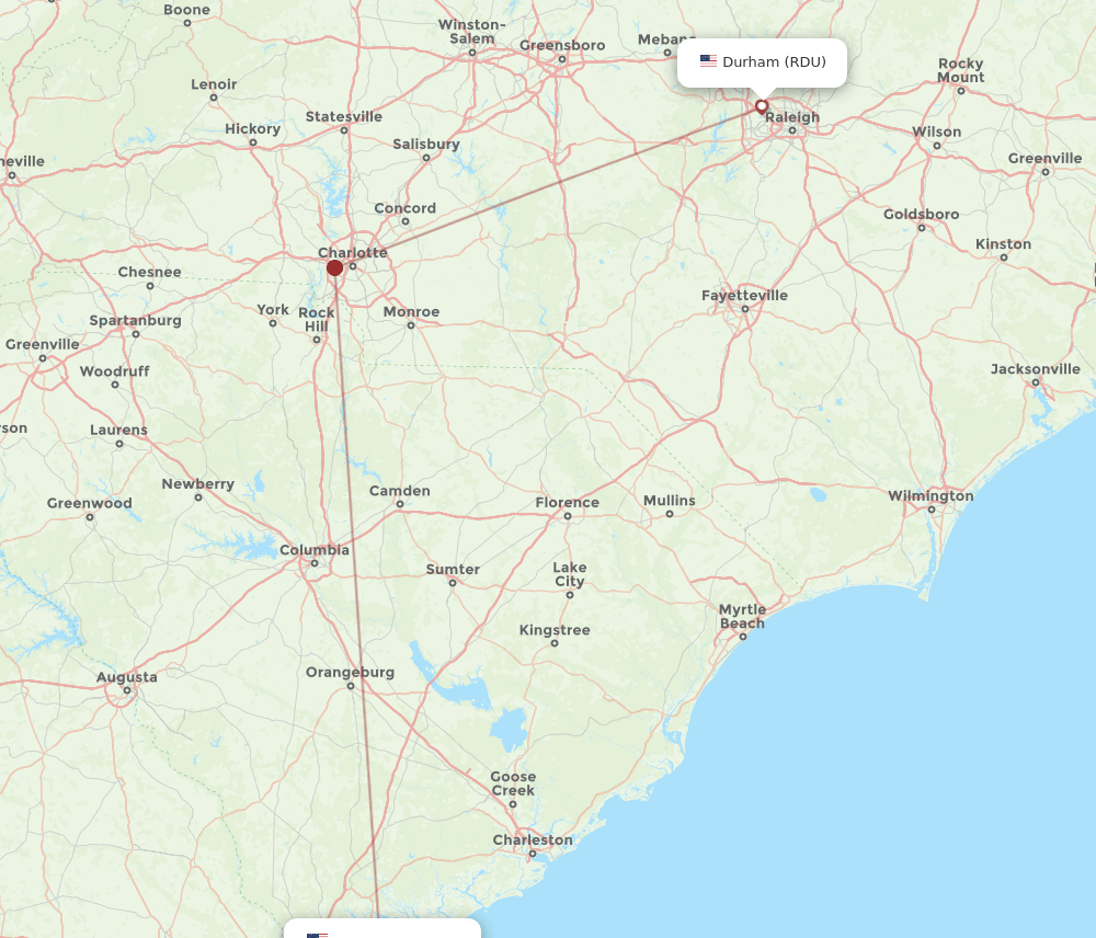 HHH-RDU flight routes