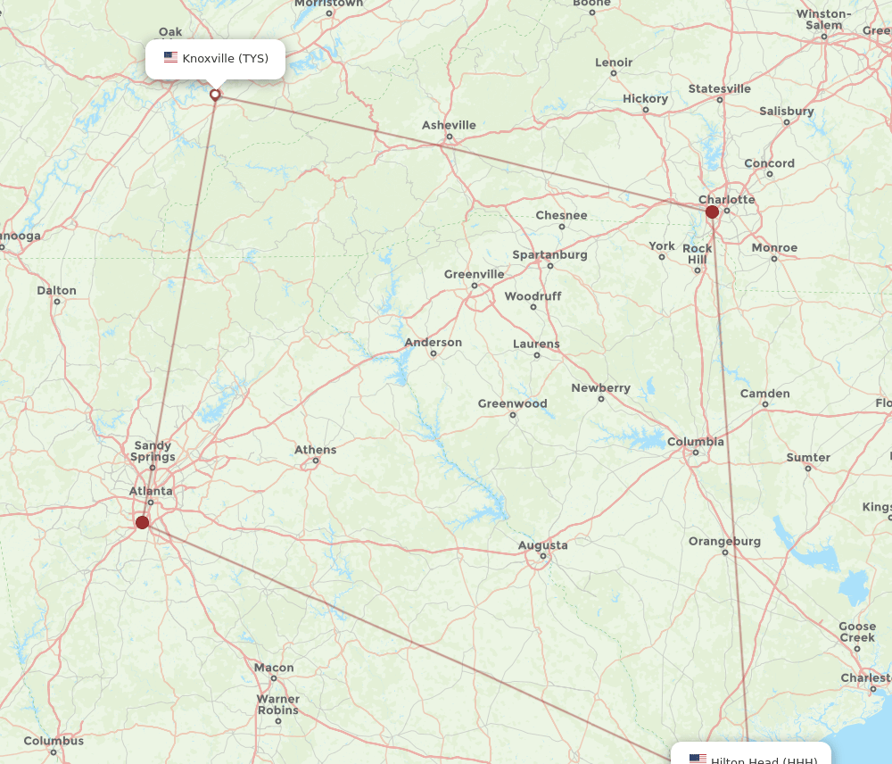 HHH-TYS flight routes