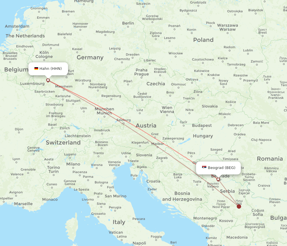 HHN-BEG flight routes