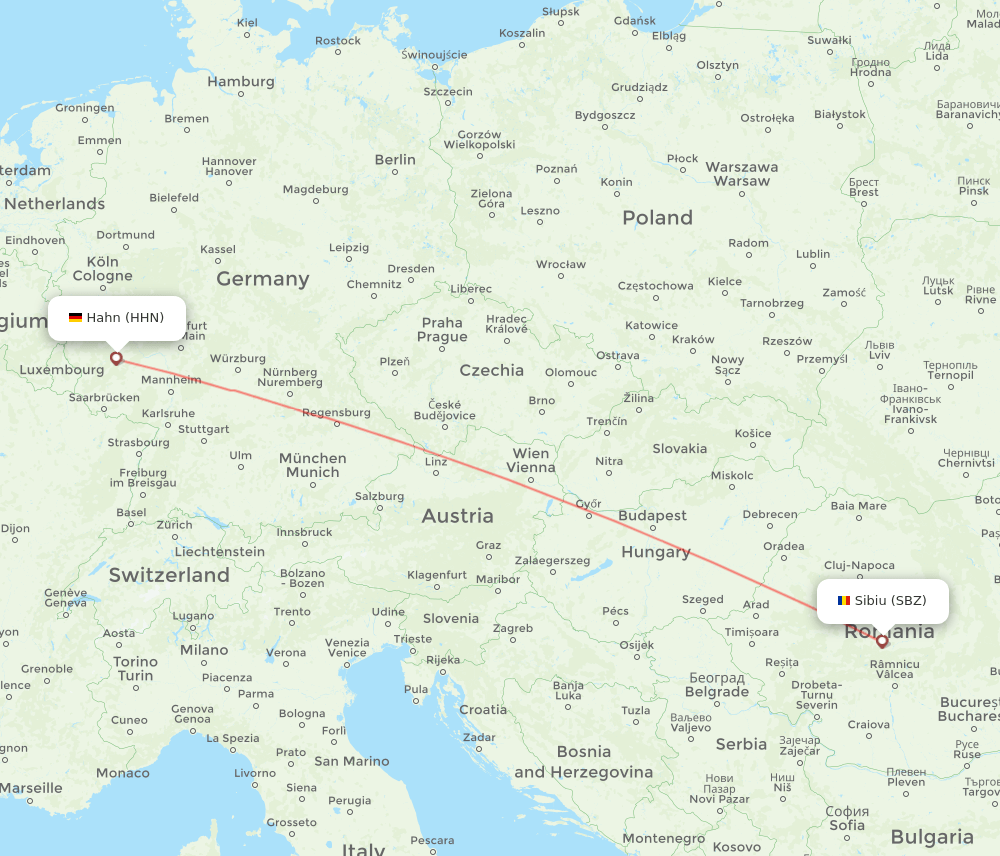 Hahn - Sibiu route map and flight paths