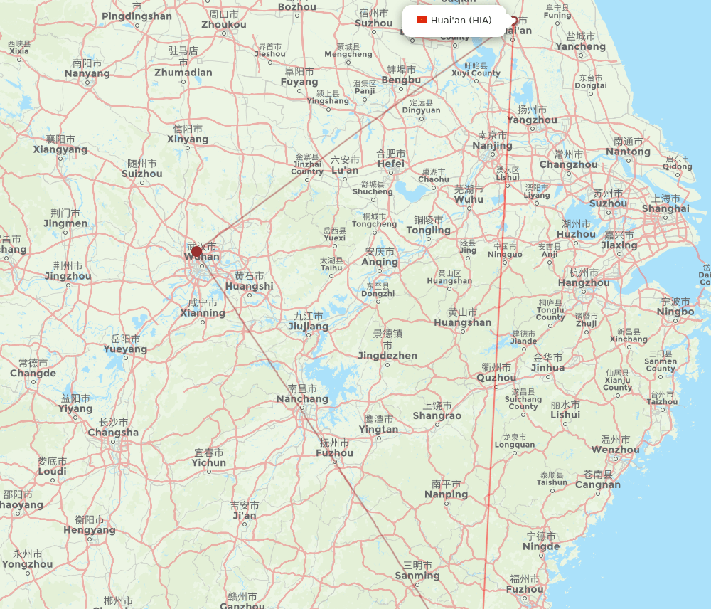 HIA-JJN flight routes