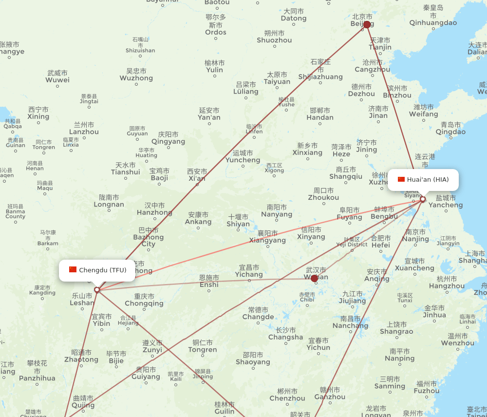 HIA-TFU flight routes