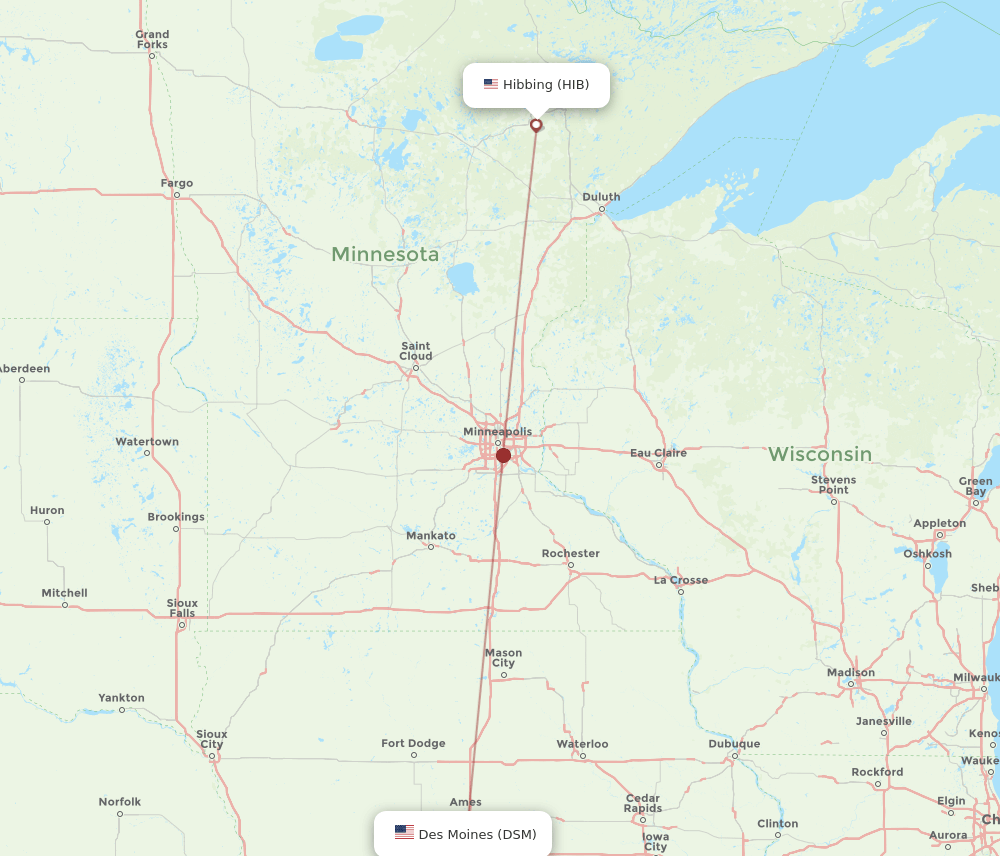HIB-DSM flight routes