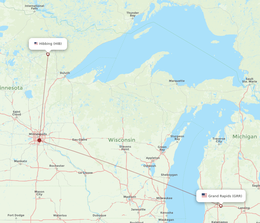HIB-GRR flight routes