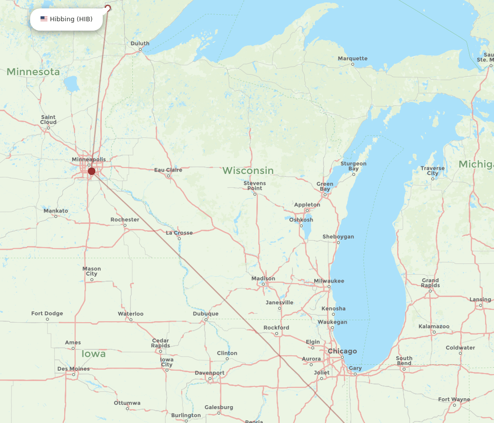 HIB-IND flight routes