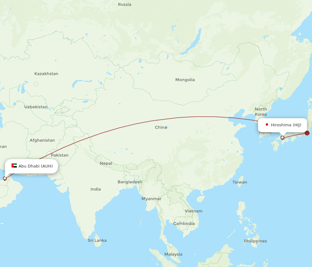 HIJ-AUH flight routes