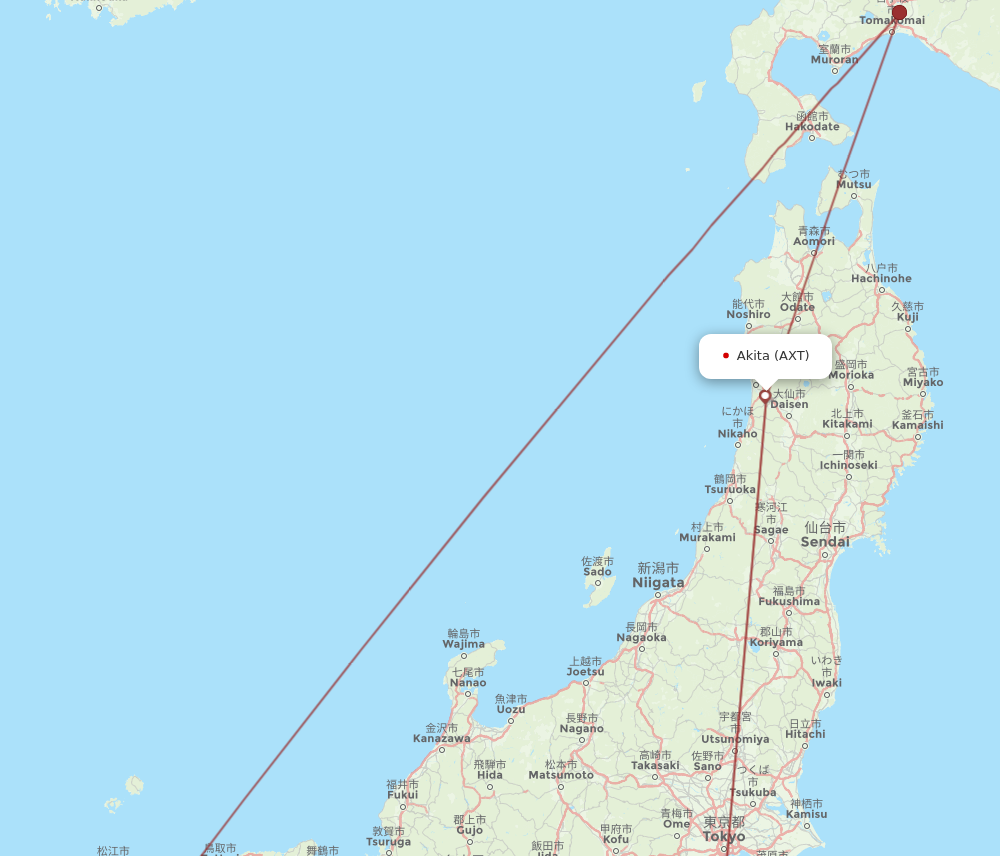 HIJ to AXT flights and routes map