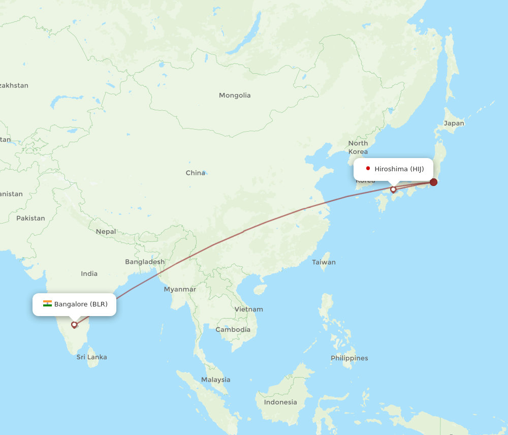 HIJ to BLR flights and routes map