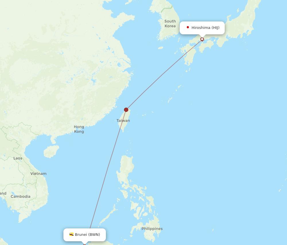HIJ-BWN flight routes