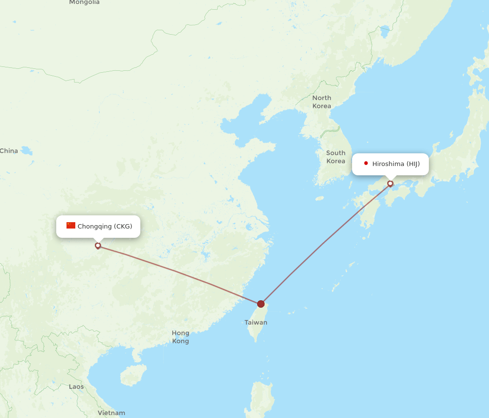 HIJ to CKG flights and routes map