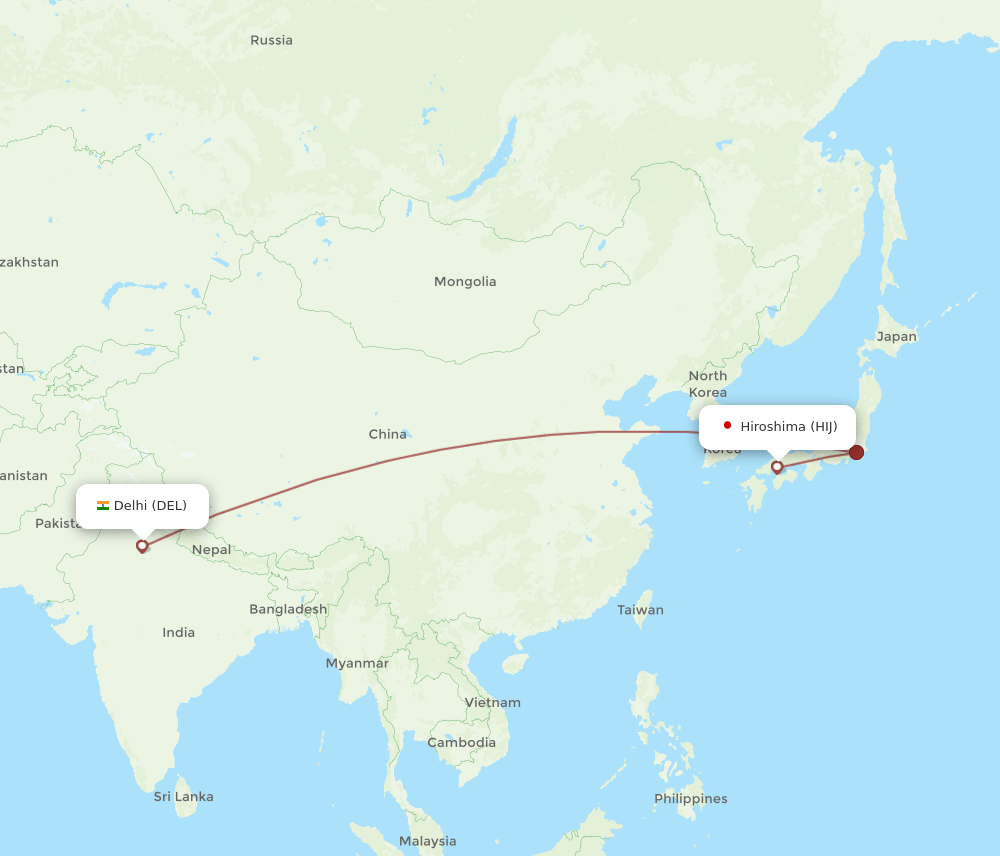 HIJ-DEL flight routes