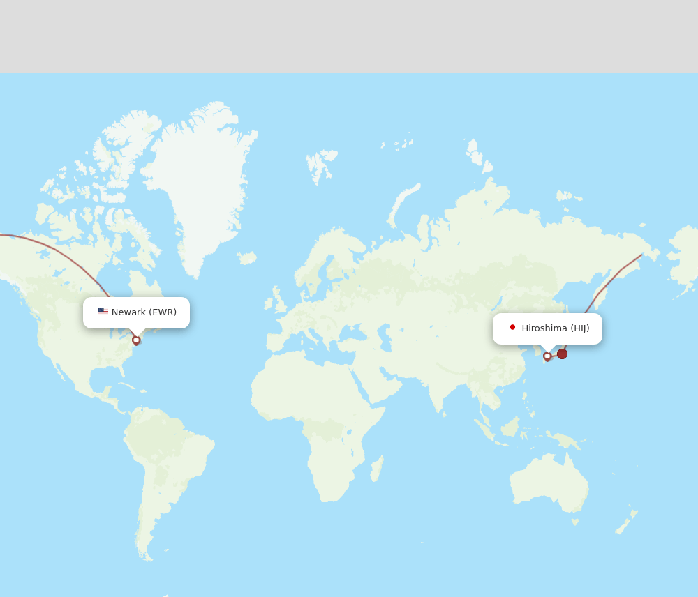 HIJ to EWR flights and routes map