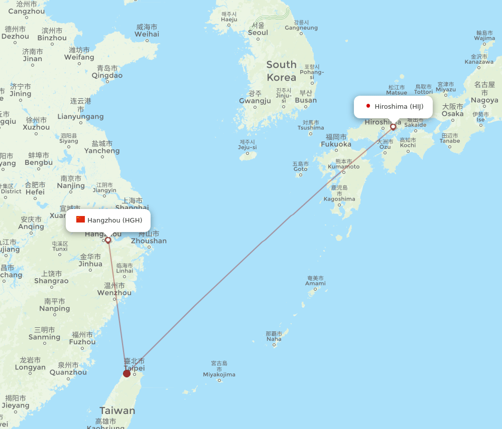 HIJ-HGH flight routes
