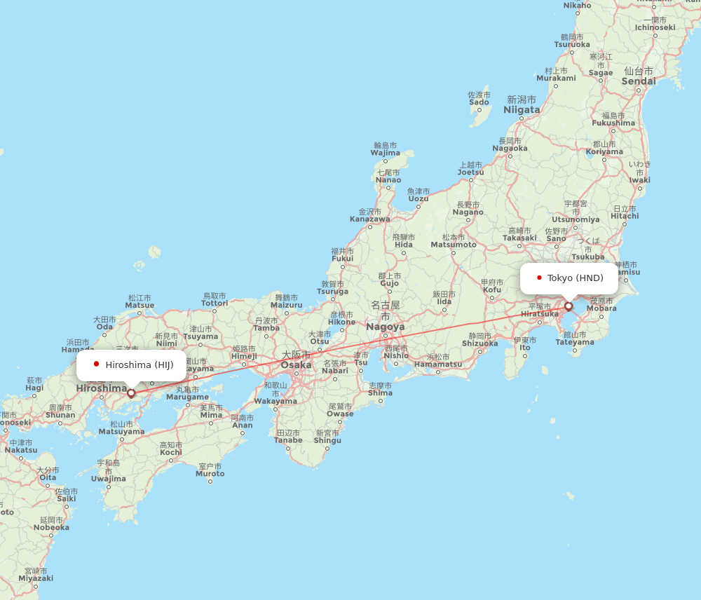 HIJ to HND flights and routes map